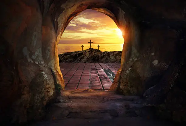Photo of Empty tomb with three crosses