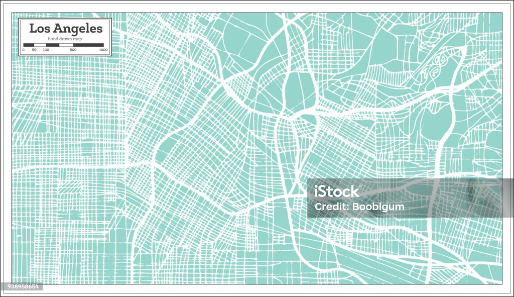 Los Angeles California USA City Map in Retro Style. Outline Map. Los Angeles California USA City Map in Retro Style. Outline Map. Vector Illustration. City Of Los Angeles stock vector