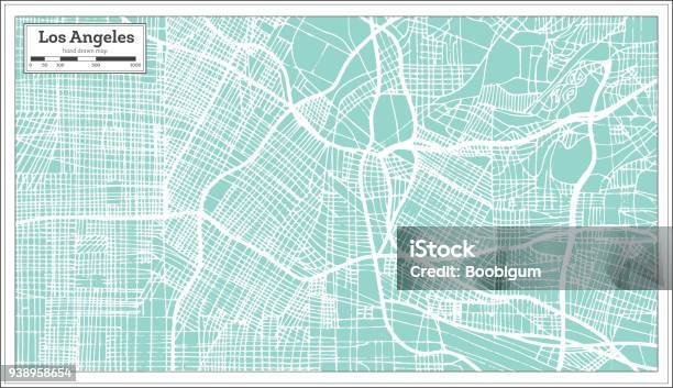 Los Angeles California Usa City Map In Retro Style Outline Map Stock Illustration - Download Image Now