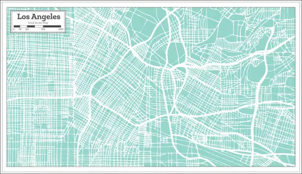 Vector illustration of Los Angeles California USA City Map in Retro Style. Outline Map.