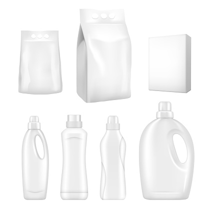 Detergent packaging vector realistic mock up set