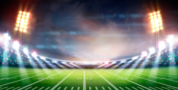 американский футбольный стадион 3d. - american football stadium стоковые фото и изображения