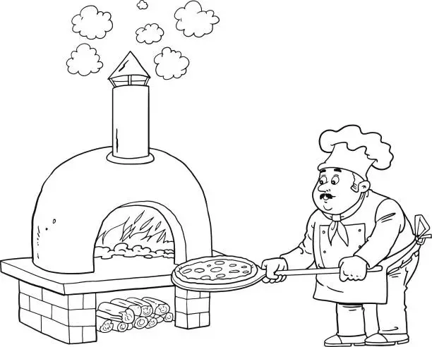 Vector illustration of Pizza Cook