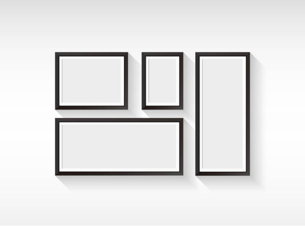 wektorowa pusta ramka na zdjęcia izolowana na białym tle - picture frame classical style elegance rectangle stock illustrations