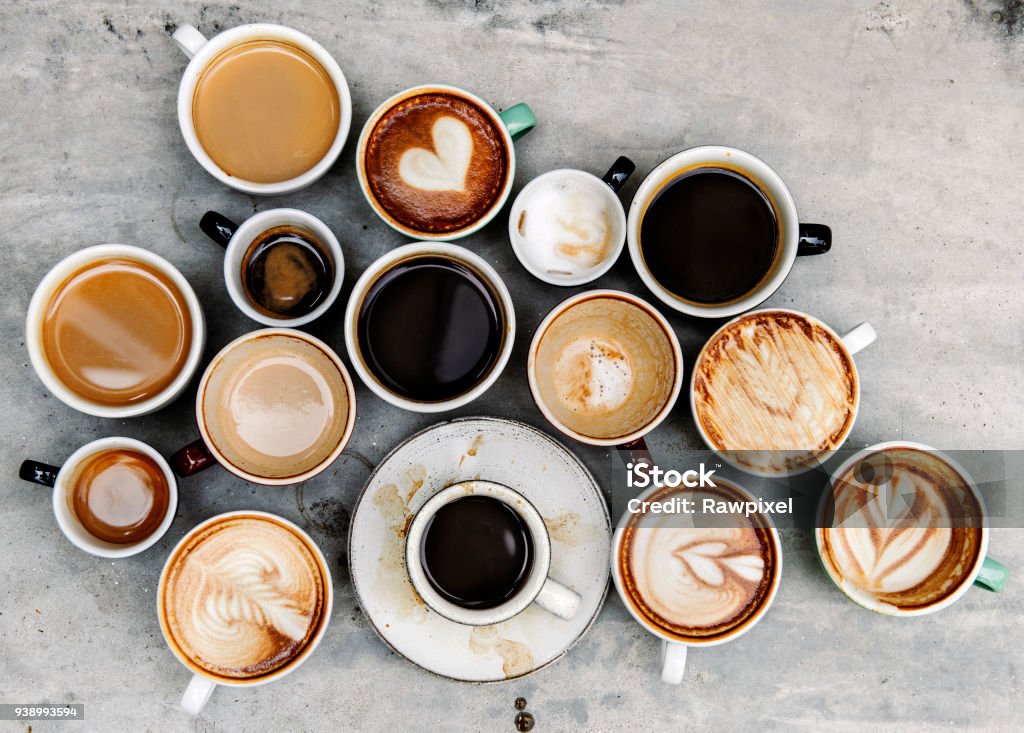 Aerial view of various coffee Coffee - Drink Stock Photo