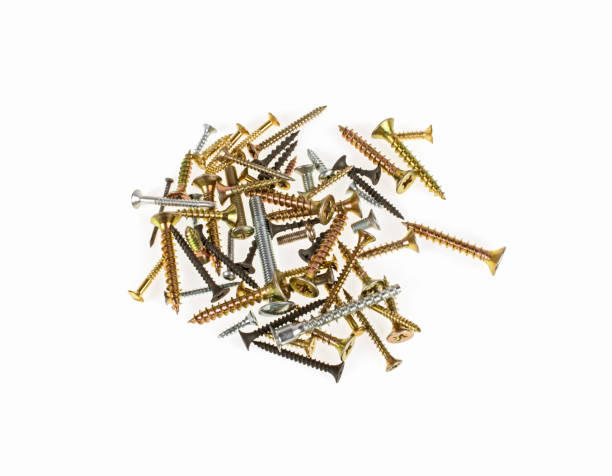 istock Metal screws on a white background 938995824