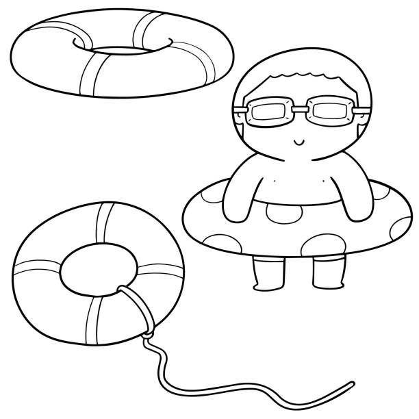 illustrations, cliparts, dessins animés et icônes de la vie anneau - swimming pool child swimming buoy