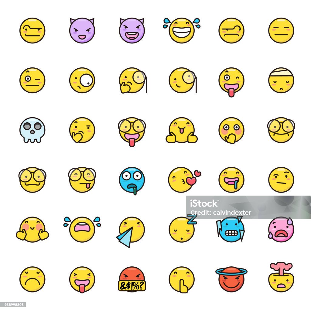 Cute colorful emoticons set 3 Vector illustration of a set of cute and colorful emoticons Emoticon stock vector