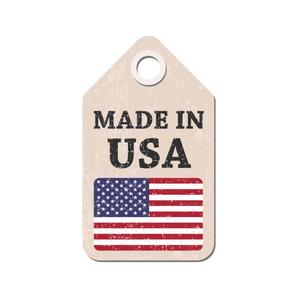 powiesić tag wykonany w usa z flagą. ilustracja wektorowa - made in the usa american flag flag manual worker stock illustrations