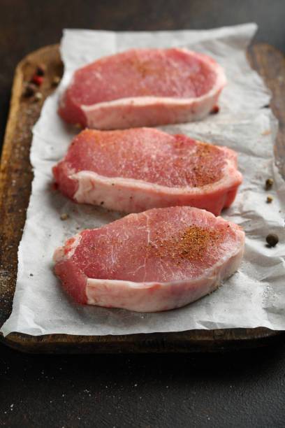 istock Three raw steaks with pepper, food closeup 938999680