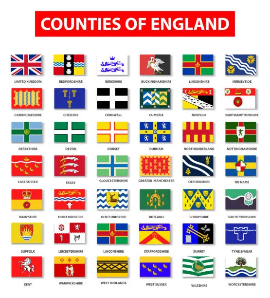 Vector illustration of Counties of England Flag Collection