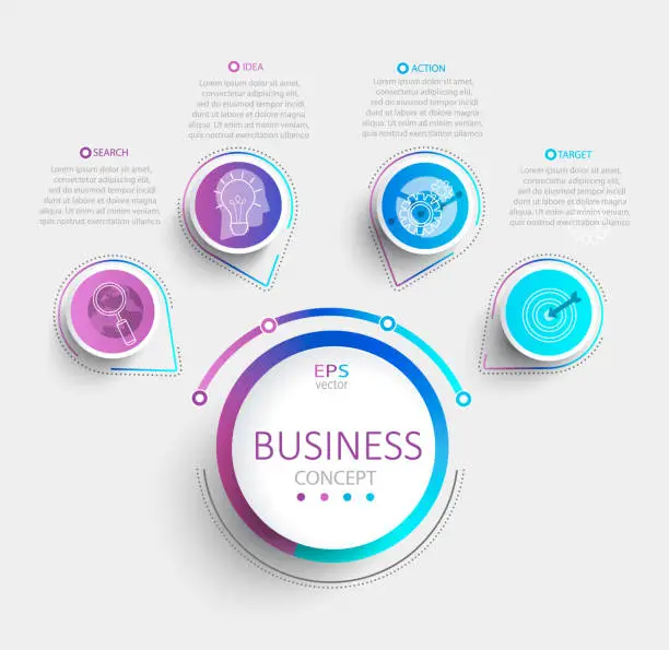Vector illustration of Modern infographic with business timeline data visualization.