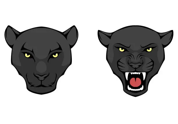 Vector illustration of line illustration of a black panther head