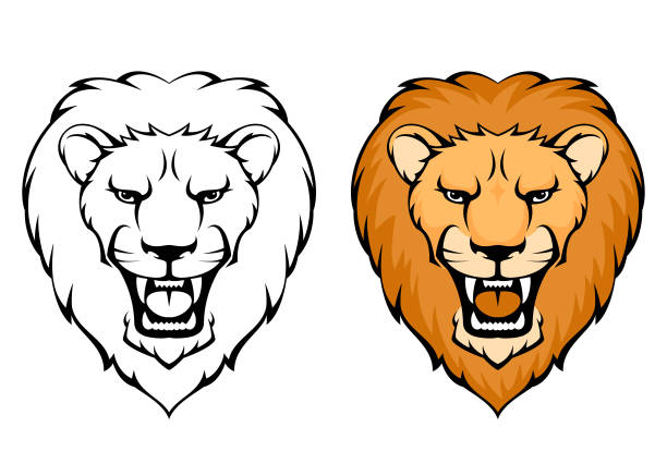 simple illustration of lion head EPS10 vector file czech lion stock illustrations