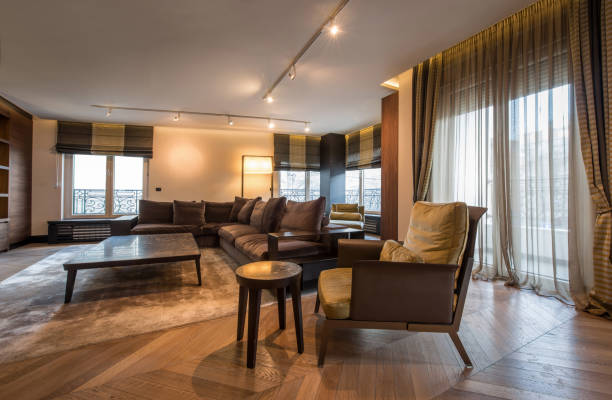 istock Interior of a luxury apartment, modern open plan living room 939017650