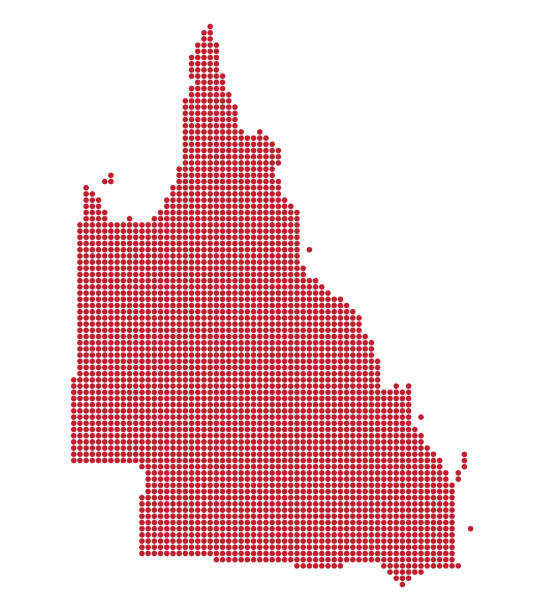 Queensland Australia Dot Map A Queensland Australia dot map isolated on a white background australia cartography map queensland stock illustrations