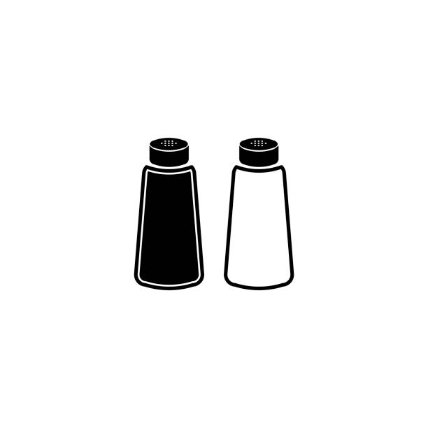 소금, 후추, 웹 아이콘 벡터 디자인 - salt shaker salt pepper shaker pepper stock illustrations