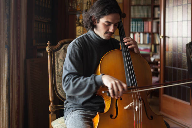 istock Cello artist playing at elegant home. 939019658