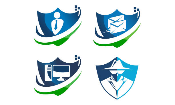 Global Security Shield Template Set Global Security Shield Template Set agent nasty stock illustrations