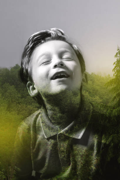 Multiple exposure of child and nature