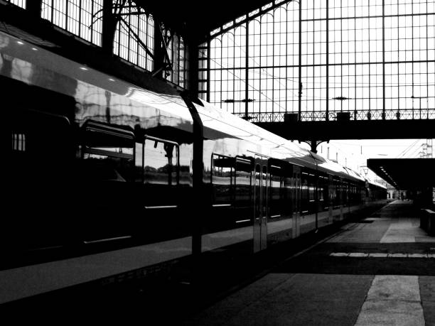 Railway tracks - black and white picture