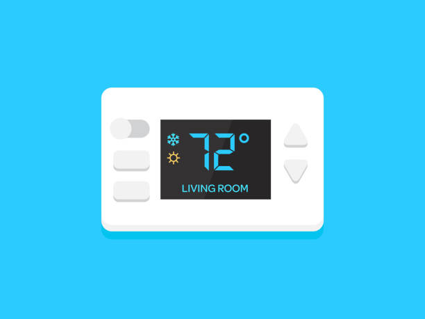 ilustrações de stock, clip art, desenhos animados e ícones de digital modern thermostat - thermostat