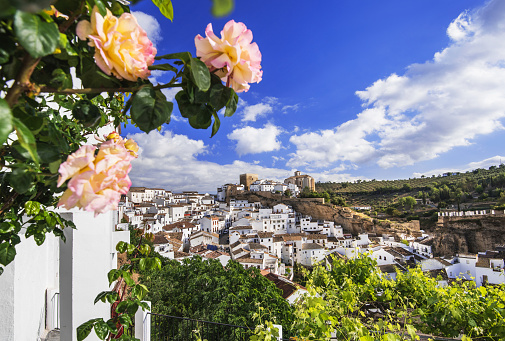 View of Setenil de las Bodegas village, one of the beautiful traditional white villages (Pueblos Blancos) of Andalusia, Spain