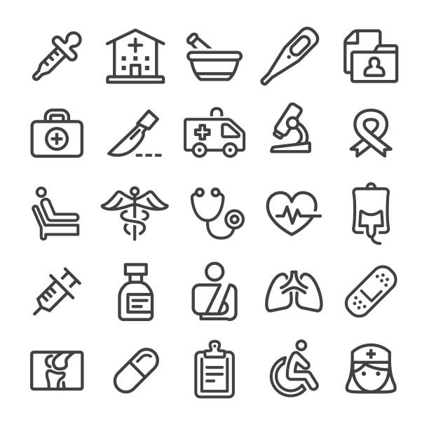 ilustraciones, imágenes clip art, dibujos animados e iconos de stock de iconos de medicina - serie inteligente - medicina de emergencia