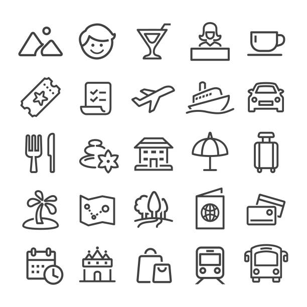 icons - serie smart line reisen - usa airport airplane cartography stock-grafiken, -clipart, -cartoons und -symbole