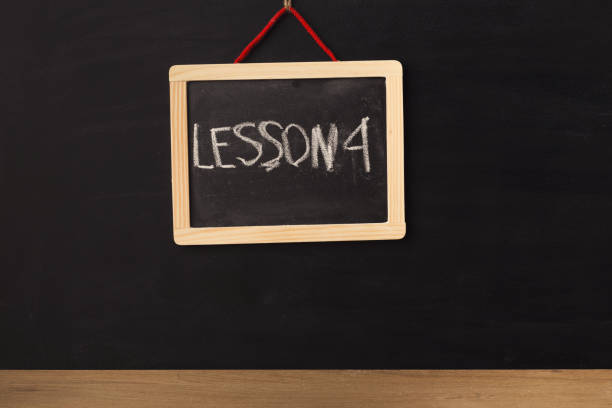 istock Word lesson 4 written on miniature chalkboard 939046960