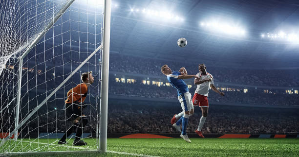 istock Soccer game moment  on professional stadium 939051136