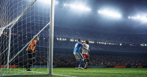 istock Soccer game moment  on professional stadium 939051150