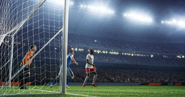 istock Soccer game moment  on professional stadium 939051176