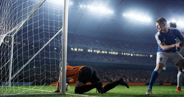 istock Soccer game moment  on professional stadium 939051292