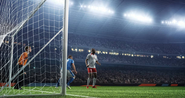 istock Soccer game moment  on professional stadium 939051294