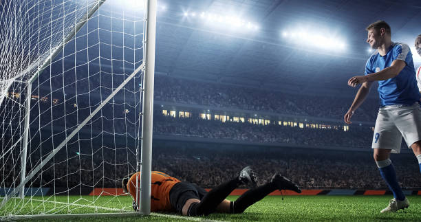 istock Soccer game moment  on professional stadium 939051370