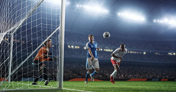istock Soccer game moment  on professional stadium 939051406