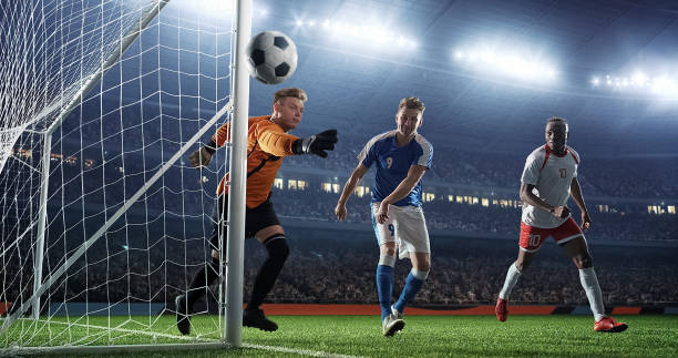 istock Soccer game moment  on professional stadium 939051436