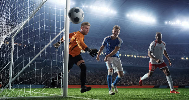 istock Soccer game moment  on professional stadium 939051476