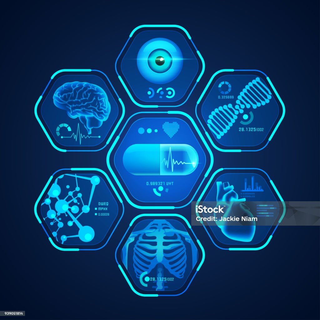 의료 인터페이스 - 로열티 프리 건강관리와 의술 벡터 아트