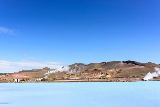 地熱発電、アイスランド、火山エリア、間欠泉、ミーヴァトン - iceland hot spring geothermal power station geyser ストックフォトと画像