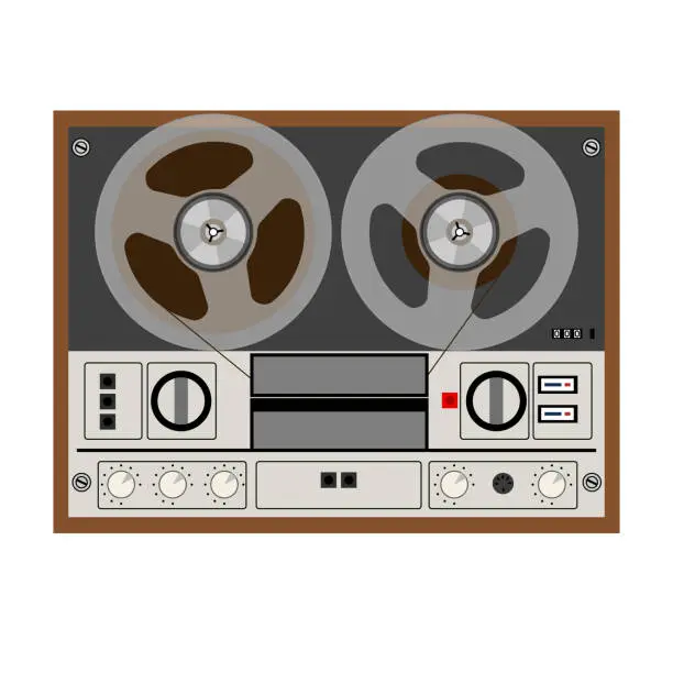 Vector illustration of Vintage Analog Stereo Reel Tape Recorder