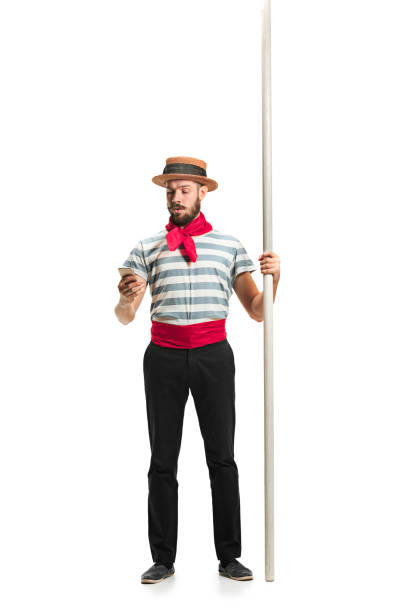 istock Caucasian man in traditional gondolier costume and hat 939057746