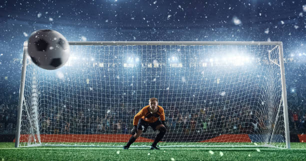 istock Soccer game moment  on professional stadium 939058346
