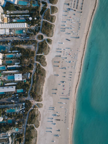 istock Sandy beach with sun loungers, Miami Beach, Florida, USA 939058526