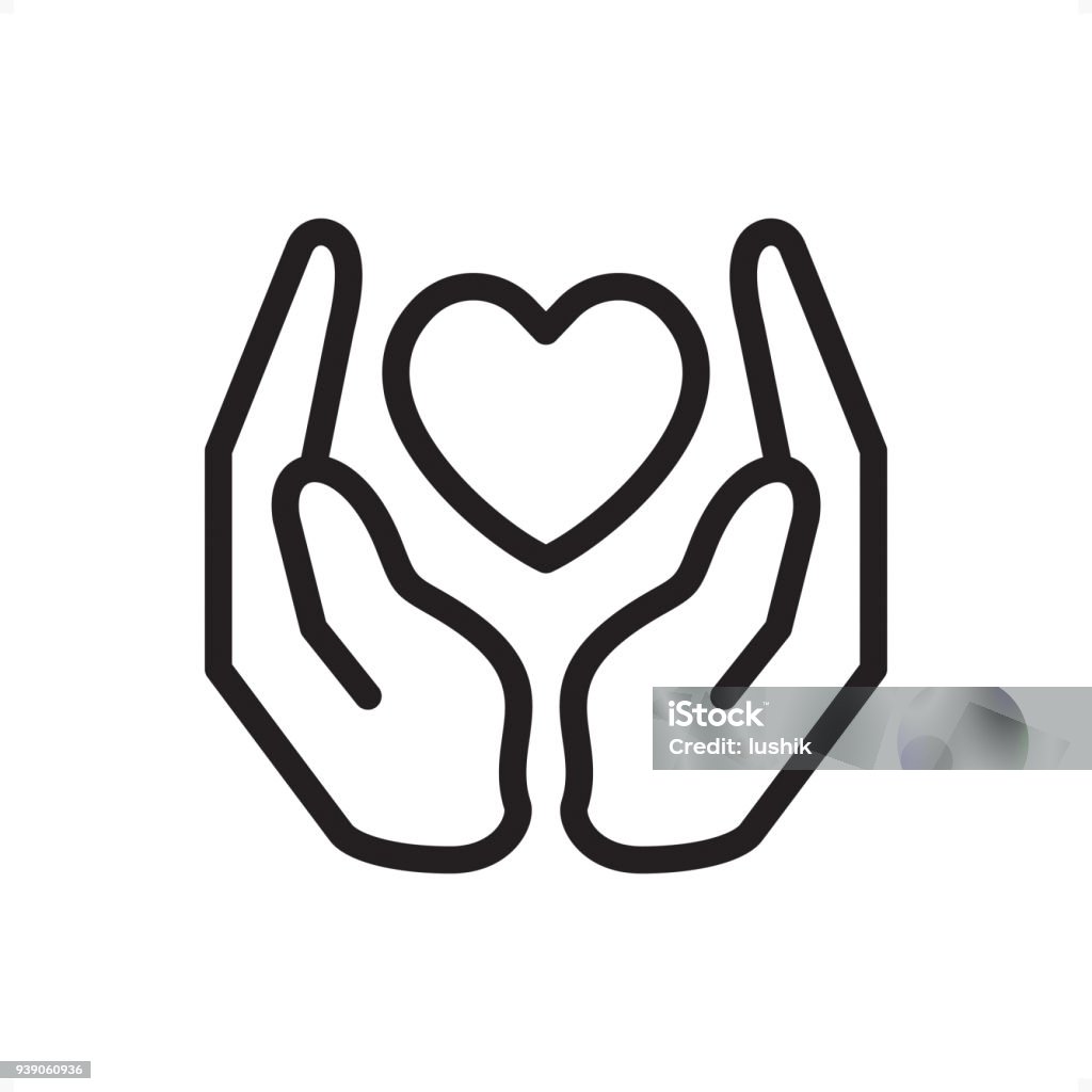 Love and Care - Outline Icon - Pixel Perfect Palms holding heart — Professional outline black and white vector icon.
Pixel Perfect Principle - icon designed in 64x64 pixel grid, outline stroke 2 px.

Complete Outline BW board — https://www.istockphoto.com/collaboration/boards/74OULCFeYkmRh_V_l8wKCg Heart Shape stock vector