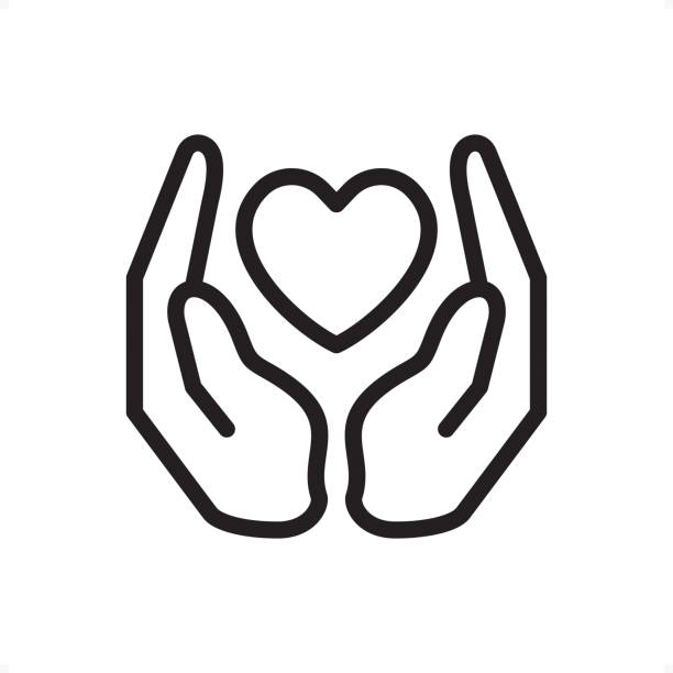 Love and Care - Outline Icon - Pixel Perfect Palms holding heart — Professional outline black and white vector icon.
Pixel Perfect Principle - icon designed in 64x64 pixel grid, outline stroke 2 px.

Complete Outline BW board — https://www.istockphoto.com/collaboration/boards/74OULCFeYkmRh_V_l8wKCg medicine clipart stock illustrations