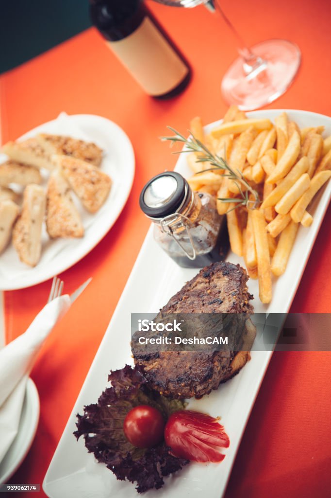 Grilled Beef Steak With Side Dish Stock Photo - Download Image Now