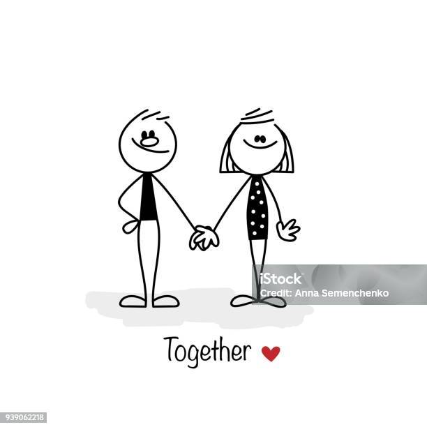 Stick Figure Girl And Boy Stock Illustration - Download Image Now - Falling in Love, Couple - Relationship, Stick Figure