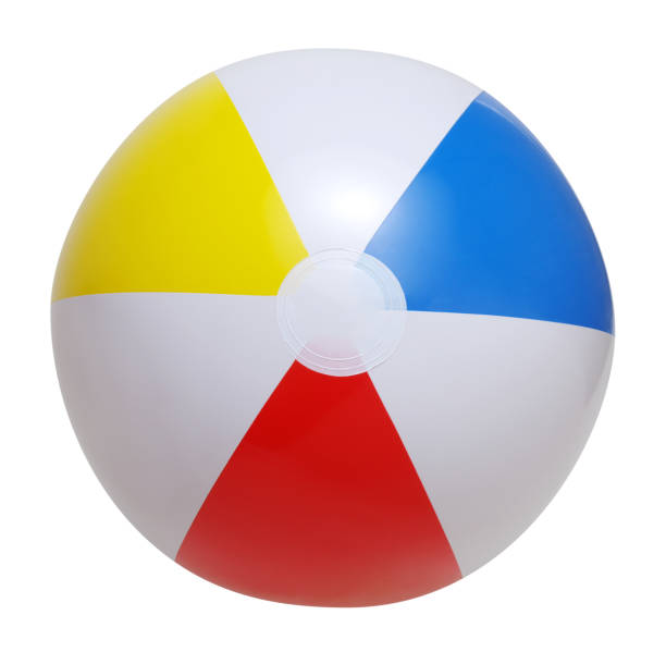 ballon de plage isolée sur un blanc - beach ball summer ball isolated photos et images de collection